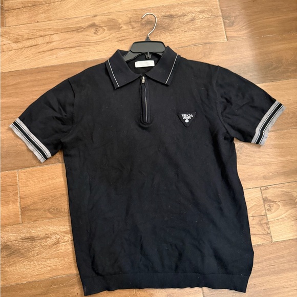 Prada Other - Prada Black Zip Polo Shirt with Logo Size M